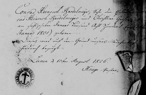 Birth certificate of Conrad Heinrich Bardelmeijer